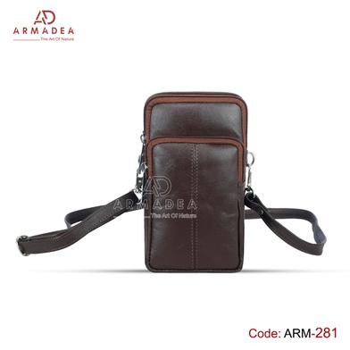 Armadea Mini 3 Chamber Biker Waist Bag with Belt Chocolate image