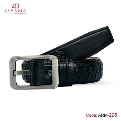 Armadea Stylish Hand Made Bini Leather Belt Black image