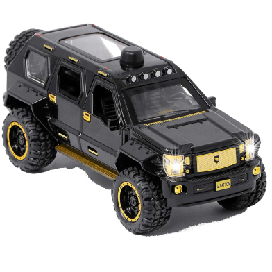 Army Jeep Diecast Alloy Metal Model Collection Car With Light And Music. Heavy Weighted, Big Size, All Door Openable (metal_armyjeep_cz23a_bk) Black image