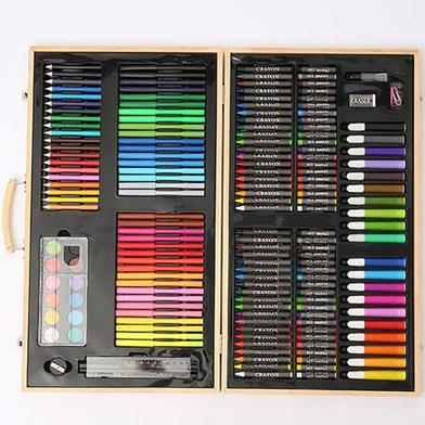 Art Painting Set Wooden Box 180 Pcs - Free Handmade Drawing Pad A4 Size 20  Pages : Iconic Sourcing