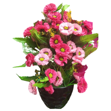 Artificial Flower Arrangement in a Decorative Tub Or Vase. image