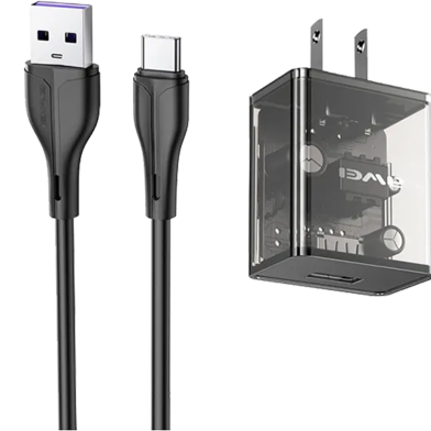 Awei C11T Fast Charging Transparent Adapter with Type-C Cable image