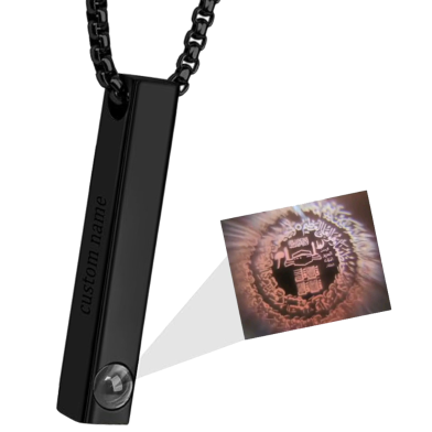Ayatul Kursi 3D Bar Necklace Islamic Pendant Eid Gift Ramadan Gift - Black image
