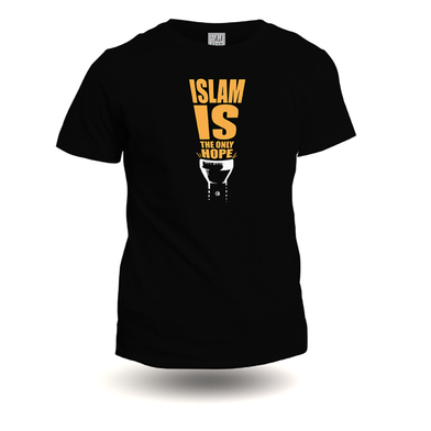 Azan Lifestyle Islam Is The Only Hope Organic Combed Cotton Half Sleeve Dawah T-shit for Men (AT130 Black M Size) image