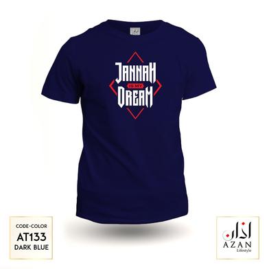 Azan Lifestyle Jannah Is My Dream Carded Cotton Half Sleeve Dawah T-shit for Men (AT133 Dark Blue M Size) image