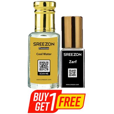 BUY 1 SREEZON Premium Cool Water Attar-3 ml GET 1 SREEZON Zarf For Men Attar-3.5 ml FREE image