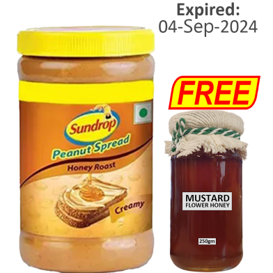 BUY 1 Sundrop Peanut Spread Honey Roast Creamy- 462 gm GET 1 Mustard Honey 250gm FREE!! image