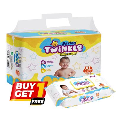 BUY 1 Savlon Twinkle Baby Belt System Baby Diaper (XL Size) (11-25kg) (32pcs) GET 1 Savlon Twinkle Baby Wipes Pouch 120pcs FREE image