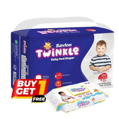  BUY 1 Savlon Twinkle Baby Pant System Baby Diape (XXL Size) (34pcs) GET 1 Savlon Twinkle Baby Wipes Pouch 120pcs FREE image
