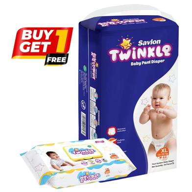 BUY 1 Savlon Twinkle Baby Pant System Baby Diape (XL Size) (12-20 kg) (44pcs) GET 1 Savlon Twinkle Baby Wipes Pouch 120pcs FREE image