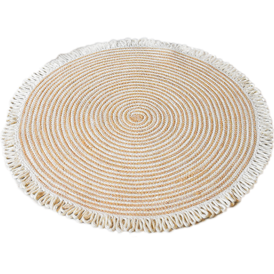 Baah Dipped In Gold Handmade Natural Jute Rug Round - 33 Inch image