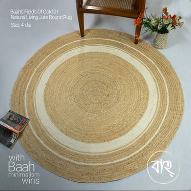 Baah’s Field’s Of Gold 01 Natural Living Jute Round Rug 4′ dia image