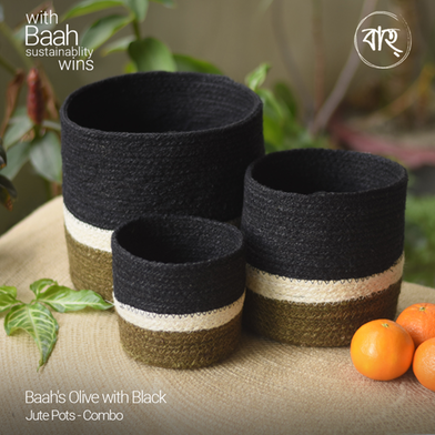Baah’s Olive with Black Jute Pots-Combo image
