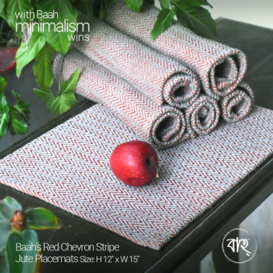 Baah’s Red Chevron Stripe Jute Placemats (set of six) image