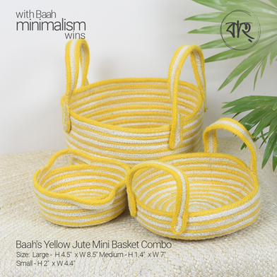 Baah’s Yellow Jute Mini Basket Combo image