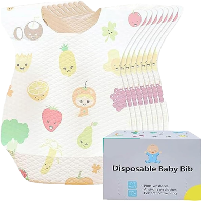 Baby Smile Disposable Bibs Baby Bib Waterproof With Food Catcher Pocket Suitable 10 Pcs image
