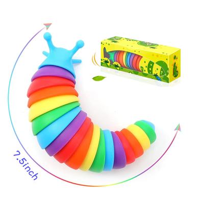 1 PCS Slug New Toy, Multicolor Articulated Stretch Slug Fidget Toys,Sensory Fidget  Toys, Anxiety Relief