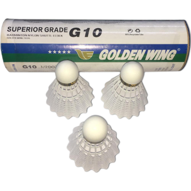 Badminton Shuttle Cock Nylon Superior Grade G10 6pcs White image