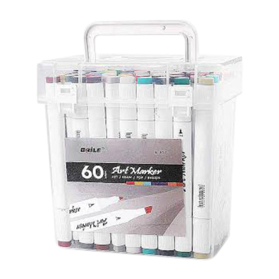 Baile Dual Tips Permanent Artist Coloring Drawing Art Markers Set 60 Colors image