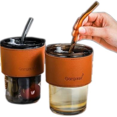 Bamboo Cup Ins Glass Wholesale Straw Cup Coffee Cup Glass Cup Gift Cup Souvenir Net Red Water Cup image