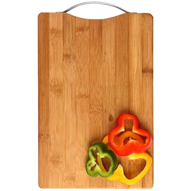 Bamboo Cutting And Choping Board With Stainless Steel Handle image