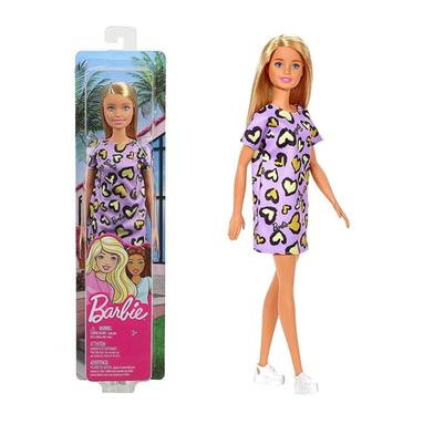 Barbie Doll Blonde Hair Fashionista Wearing Dress with Pink Hearts and shoes image