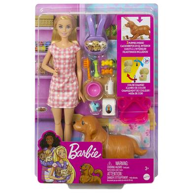 Barbie Doll and Newborn Pups Playset image