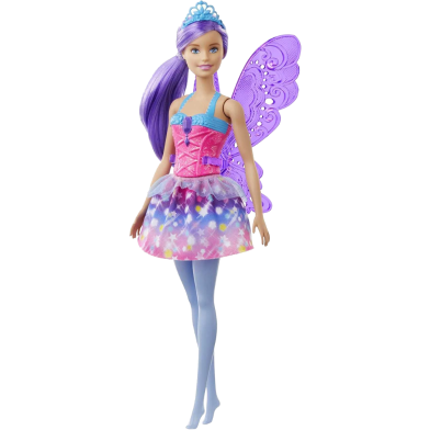 Barbie Dreamtopia Fairy Fashion Doll And Accessories Purple Hair With Removable Skirt Headband And Wings image