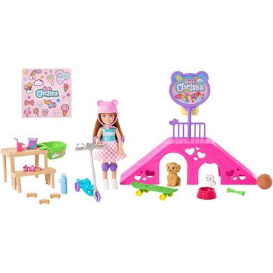 Barbie HJY35 Chelsea Doll And Skate Park Playset With 2 Puppies image