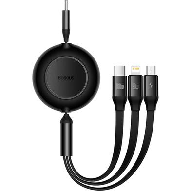 Baseus 66W Retractable 3-in-1 Fast Charging Data Cable USB to M plus L plus C 3.5A image