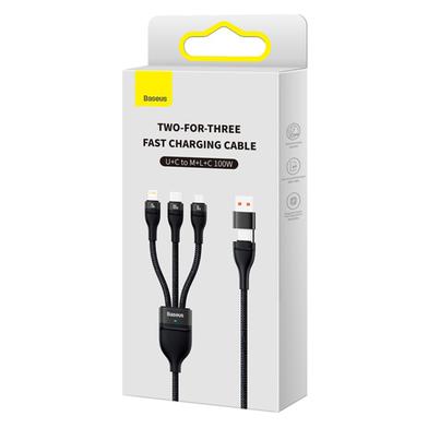 Baseus Cable CASS030001 Flash Series Ⅱ Two-for-three Fast Charging Data Cable USB to M L C 100W 1.2m Black image
