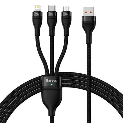 Baseus Flash Series Ⅱ One-for-three Fast Charging Data Cable USB to M L C 66W 1.2m(CASS040001)- Black image