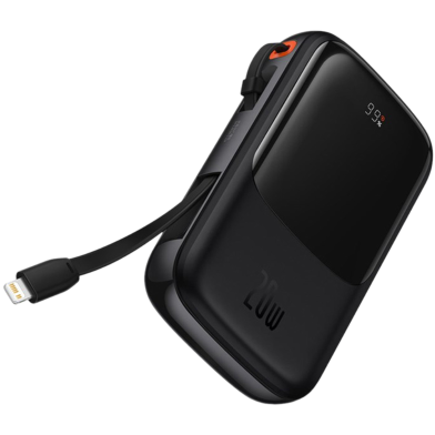 Baseus Qpow Pro 20000mAh 20W Digital Display Power Bank With Built-In Lightning Cable image