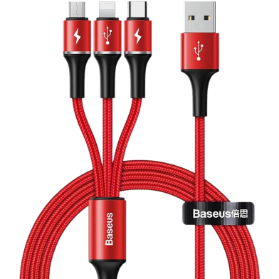 Baseus halo data 3-in-1 cable USB For M L T 3.5A 1.2m image