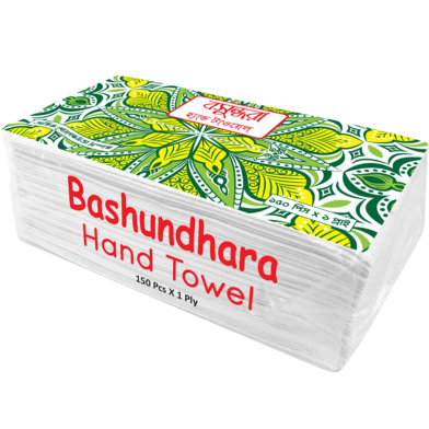 Bashundhara Hand Towel - 150 Pcs x 1 Ply (White) image
