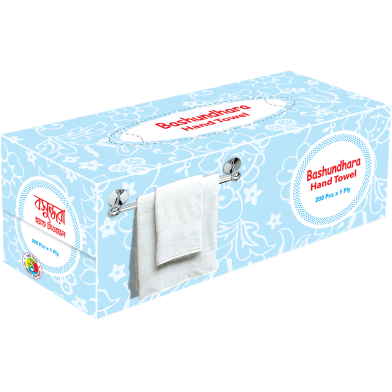 Bashundhara Hand Towel - 200 Pcs x 1 Ply Box (White) image