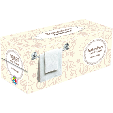 Bashundhara Hand Towel - 250 Pcs x 1 Ply Box (White) image