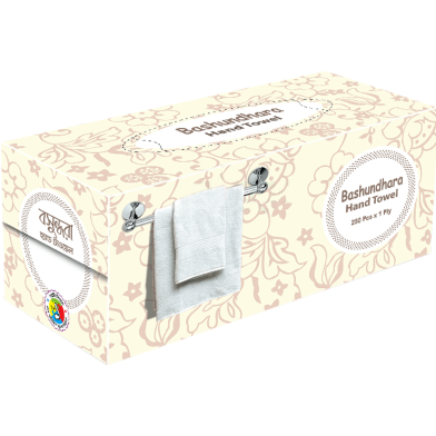 Bashundhara Hand Towel - 250 Pcs x 1 Ply Premium Box (White) image