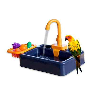 Bath Tub Bathing Pet Bird House Bathtub Toy with Faucet Accessory Storage Box Budgie Auto Feeder Bowl image