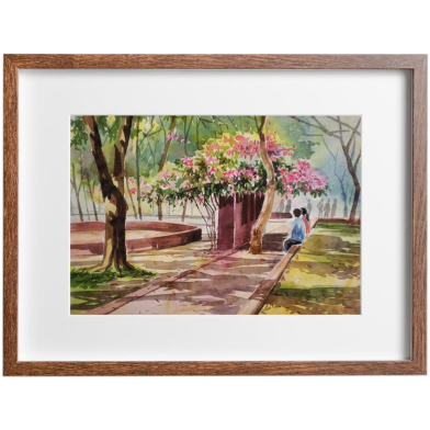 Beauty of Dhanmondi Lake Watercolor - (20x16)inches image