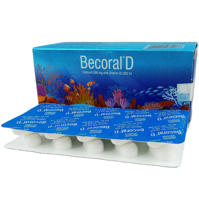 Becoral D - (500 mg Plus 200IU) 10's Strip Tablet image