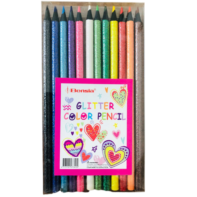 Bensia Glitter Color Pencil Set 12 Pcs image
