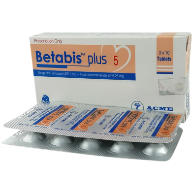 Betabis Plus 5mg Plus 6.25mg Tablet 10's Strip image