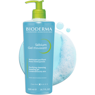 Bioderma – Sébium Foaming Gel – Face and Body Cleanser 500ml image