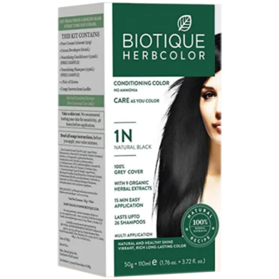 Biotique Herbcolor No Ammonia Hair Color (1N Natural Black) image