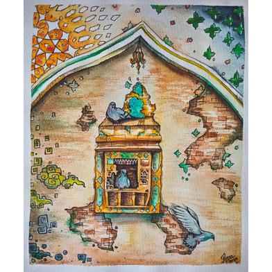 Bird House Watercolor Painting (12\16 inches) image
