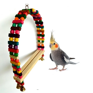 Birds Swing Toy Double Part for Cage Accessory Perch Bird Toy for Budgies, Cockatiel, Parrot, Java, Finch, Canary and Other Small Birds image