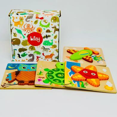 Bitsy Wooden Toddler Puzzles (Set of 4) image