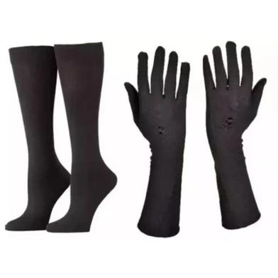 Black Cotton Hand and Leg Sock for Women image