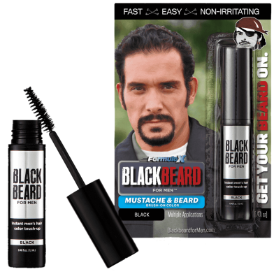 Blackbeard for Men Formula X Instant Mustache and Beard Colour (Black, 1 Pack) image